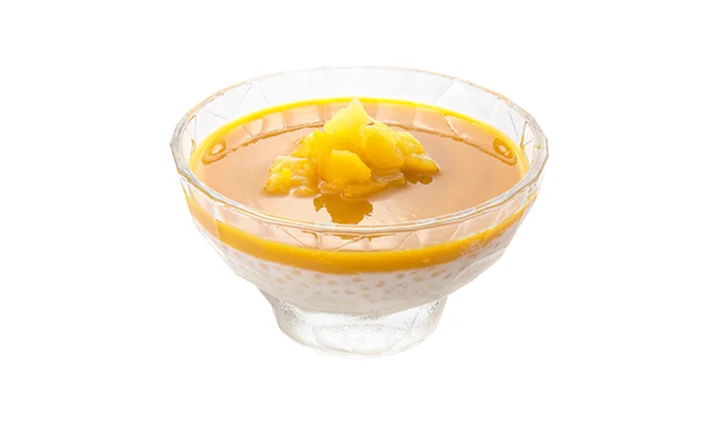Perle du Japon au coulis de mangue